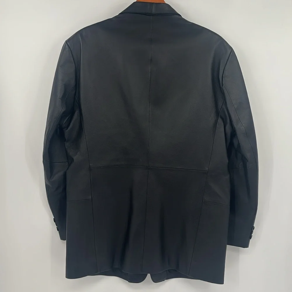 J. Ferrar Retro 70’s Genuine Leather Structured Sport Coat Jacket Blazer